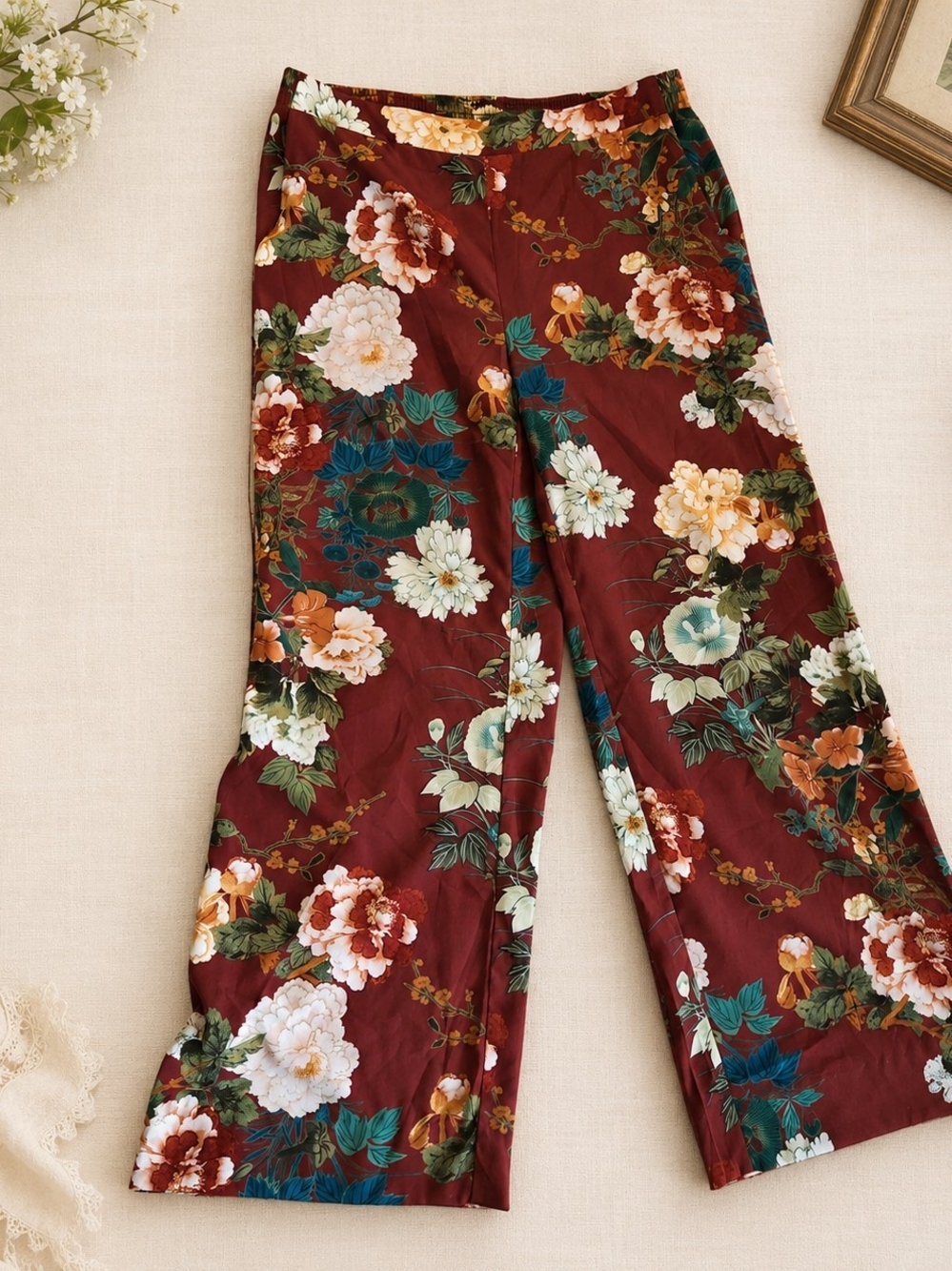 Chicos Sz 0 US 4 Floral Pallazo PANTS FALL COLORS